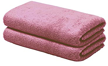LOOKS BY WOLFGANG JOOP 2X Gästehandtuch 30x50 cm – 100% Baumwolle Doppelpack Luxus Gästehandtücher mit Aufhänger & Logostick, 2er Set Gästetuch Altrosa