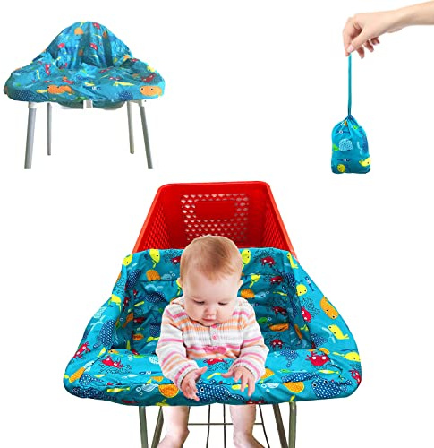 Housse de Caddie pour Bébé - Siège de Caddie et Chaise Haute, Protection Douce et Confortable avec Harnais de Sécurité, Pliable et Facile à Transporter, Lavable en Machine