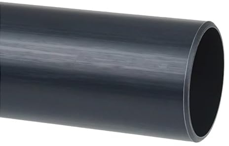 Tubo di pressione in PVC grigio, Ø 50 mm, lunghezza 1000 mm, spessore parete: 2,4 mm, tubo in PVC per tubi della piscina, (diametro 50 mm, lunghezza 1000 mm)