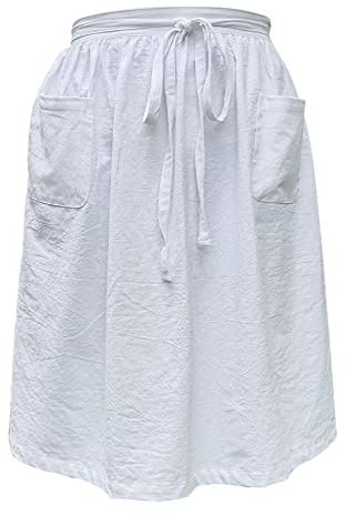 Caatoor Unisex Chef Aprons White Retro Cotton Maid Short 2 Pockets Waist Waiter Waitress Half Apron (Cotton White, One Size)