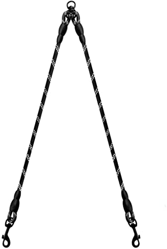 Samnuerly Hundeleine mit Metallkette, weiches, bissfestes Nylon, geflochtener Griff, Hundeleine, Trainingsseil (Color : Black, Size : One Size) (Black One Size)