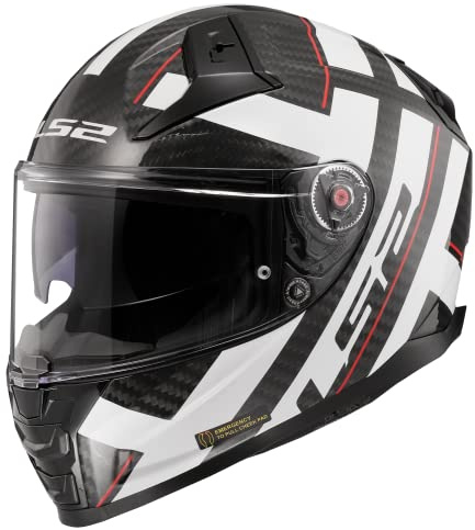 LS2, Integraler Motorradhelm VECTOR II CARBON STRONG Gloss White, M