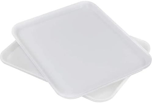 Virsus 10 Vassoio Rettangolare da Portata in Plastica, colore Bianco, Misura 40x30x2 cm, Vassoi paperino infrangibili impilabili, per Mensa, Ristoranti, Fast Food, Pasticceria, Fai da te -8718