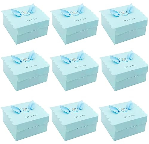 Wuuooei 'It is box' 50er Pack Geschenkbox Taufe Junge Süßigkeit Kästen Gastgeschenk Box für Neugeborene Babydusche Taufe Kommunion Babyshower Taufgeschenke Junge Bevorzugung Candy