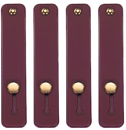sourcing map 4Pcs Phone Loop Finger Holder Silicone Phone Strap Grip Holder Cell Phone Grip Stand for Most Smartphones Dark Red