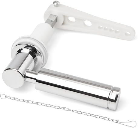 Weielt Toilet Flush Handle Eeplacement Kit Zinc Alloy Metal Toilet Handle Replacement, Toilet Cistern Lever Arm with Chain - Adjustable Arm