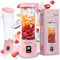 BlendyGo 3 Portable Blender, Small Cordless Mini Mixer, Powerful Smoothie Blender, USB Stand Smoothie Maker, BPA-Free, PulseMotion & BlendPro Technology, 550 ml (Rose)