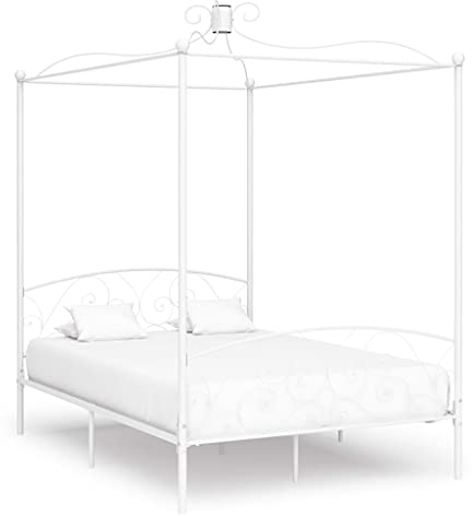 BaraSh Himmelbett-Gestell Weiß Metall 120 x 200 cm Himmelstange Klemmen Betthimmel Stange Himmelbett Gestell Moskitonetz Halterung Bett