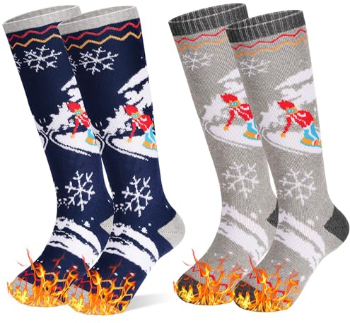 ARERWA Kids Ski Socks Thermal Knee High Premium- Soft, Durable, and Warm Snowboard Socks for Boys and Girls (3-6 Years) 2 pairs