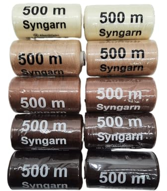 Nähgarn 10x 500m Spulen - hochwertiger Nähfaden - sowohl als Nähmaschinenfaden als auch zum Nähen mit der Hand bestens geeignet (10x Braun Töne)