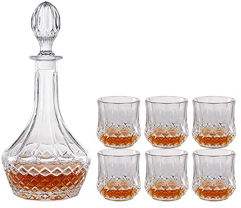 YOtat Whiskey Glasses Clear Shot Glasses Bar Set Old Fashioned Drinking Glasses Set Of 6 Gift Set Brandy Snifter Whisky Glass For Liquor Gin Tonic Cognac-Gift For Boyfriend (Set Of 6Cups)