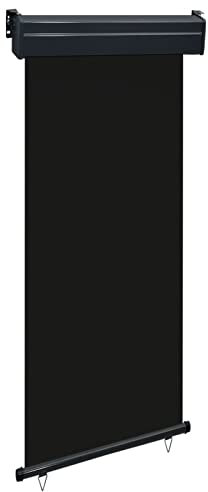 Vopese Toldo Lateral de balcón, toldo retráctil Manual para Exterior, Tela Impermeable, 80x250 cm, Negro, para terraza o balcón