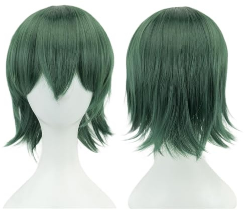 IMISSU Peluca unisex corta de cosplay para el pelo de la fiesta BOB con flequillo Pelucas de disfraz de Halloween (Verde oscuro)