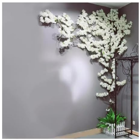 Künstliche Kirschblütenbäume, Indoor Hochzeit Dekor Rattan Simulation Pfirsichbaum Rebe Hintergrund Wände Gefälschte Blumen Rebe Hintergrund Von Klimaanlagenrohren Verbessern (Farbe : Weiß)