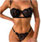 mini kitty Women’s Bra and Panties Set Sexy Lingerie Set See Through Eyelash Floral Lace Half Cup Bra with G-String 2 Pieces Underwear Sets for Anniversary Valentine's Day (Black, L)