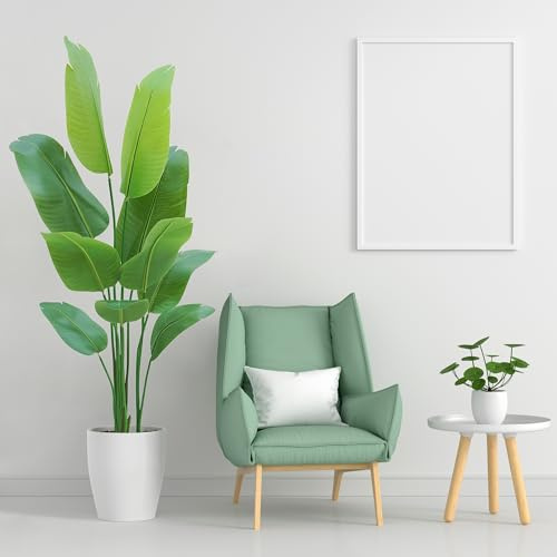 Plantas artificiales de interior, olivo sintético, palmera y planta artificial de ave del paraíso, planta falsa alta con maceta blanca para decoración del hogar y regalo de inauguración de la casa
