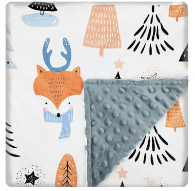 WYTbaby Couverture polaire douce pour bébé nouveau-né - Couverture épaisse et chaude avec dos à pois - 75 x 100 cm - Impressions amusantes - Pour tout-petits, bébés garçons et filles (renard orange)