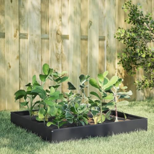 Somanki Hochbeet Anthrazit 100x100x26 cm Stahl, Palettenrahmen, Hochteich, Gemüsebeet, Kräuterregal Balkon, Blumenbeet, Kräuterspirale, Tomatenbeet, Pflanzhochbeet - 851019