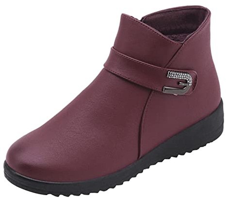 Genérico Botas de Invierno Mujer con Pelo Botines Bajos Color Cremallera Corta Retro Mujer Zapatos Planos Botas Transpirables Botas de Mujer Bota Cowboy Negra Mujer Botines Mujer para Salir