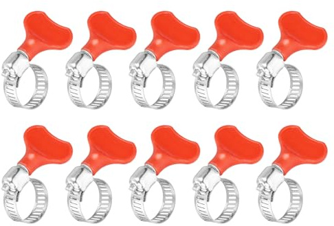 sourcing map 15Pcs Stainless Steel Hose Clamps Worm Gear Hose Clamp, 13-19mm(1/2 to 3/4) Adjustable Thumb Screw Key Type Clamps Fuel Line Clamps 8mm Bandwidth for Plumbing, Red