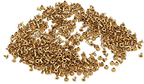Rivetti Cavi in ​​ottone di da 500 Pezzi con Eccellente elasticità per Accessori per Borse di Abbigliamento (1,5x3x3 mm)