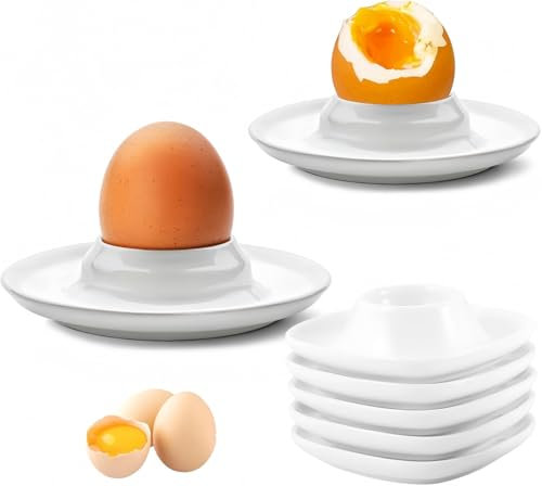Zhenghebuy Hueveras,6 Piezas Hueveras de Plástico,Porta Huevera Apilable,Huevos Soporte,Bandeja para Huevos para Desayuno,Fiesta,Comedor(Blanca)