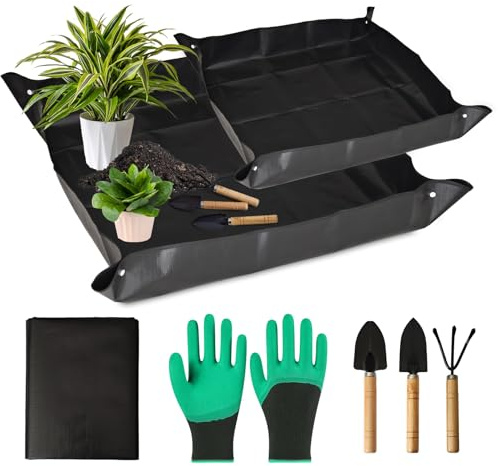 Gartenmatte Pflanzmatte,2 Stück wasserdichte Pflanzen Umtopfmatte