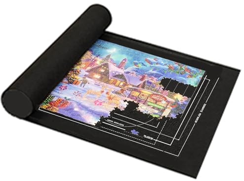 1Pcs Black Jigsaw Mat, Puzzle Mat, Puzzle Mats for Jigsaws 1500, Jigsaw Puzzle Mat, Jigsaw Roll, Puzzle Roll Mat, Jigsaw Accessories, Jigsaw Mat for Adults, Puzzle Board for Storage & Sorting