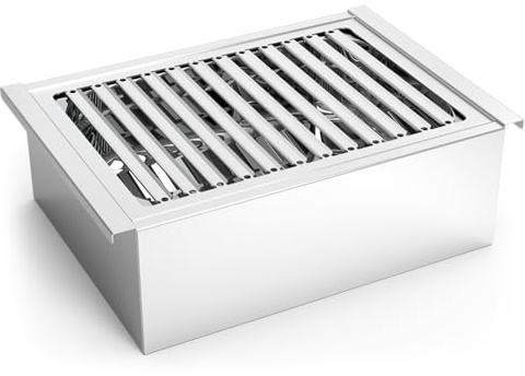 Lioninox Tragbarer Tischgrill, Edelstahl, professionell, Holzkohle, 408 x 284 x 133 mm