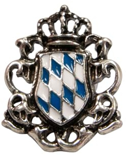 Alpenflüstern Ansteck-Pin Wappen blau-weiß - Trachten-Anstecker, Trachtenschmuck für Damen und Herren (antik-silber-farben) API140