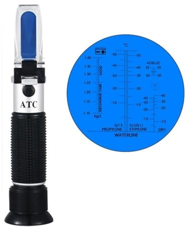 LLOOPK Refraktometer, Handgehaltenes 4-in-1-Auto-Refraktometer, optisch, AdBlue, Harnstoff, Batterie, Frostschutzmittel, Reinigungsflüssigkeit mit schwarzer Tasche