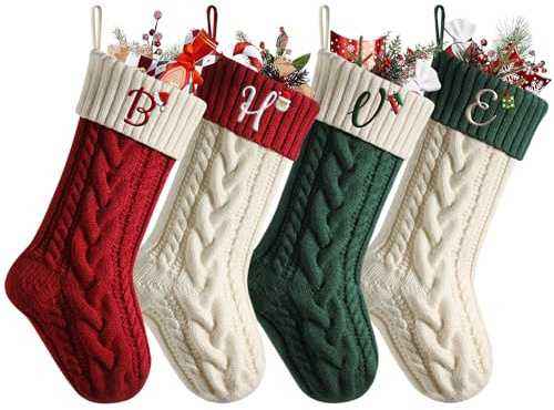 NIBESSER Weihnachtsstrumpf Personalisiert 46cm 3er Nikolausstrumpf Christmas Stockings Weihnachtssocken Kamin Hängenden Strumpf für Feiertags,Familienparty,Dekoration