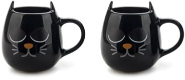 Balvi Set tazzine da cafè Wake Cat Termosensibile e a forma di gatto Ceramica
