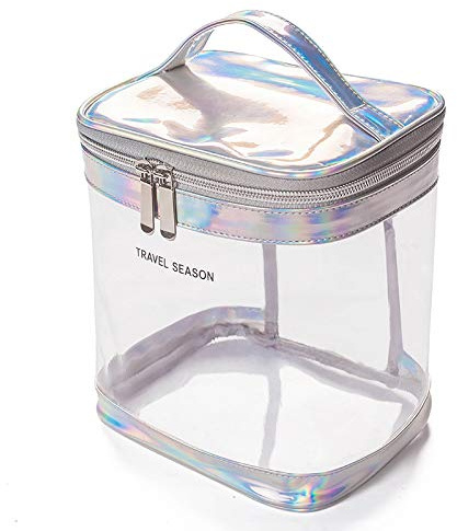 SUMINGGO Shower bag, Clear Toiletry Bag with double zipper, waterproof PVC have portable handle for daily use,bathroom & toilet. Travel clear bag for Airport, Gym, Camping. 1 Pack (White)