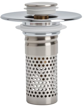 KQDRAVINE Universal Tapón de Lavabo con Colador Extraíble de Acero Inoxidable, 28-37 mm Tapon Lavabo Click Clack de Latón, Pop Up Desague Lavabo para Baño, Cocina, Ducha