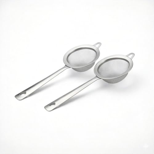 2 Pcs Tea Strainer for Loose Tea, Small Fine Mesh Sieves and Strainers | with Stainless Steel Handle Strainers, for Loose Char Cocktail Spices and Baking