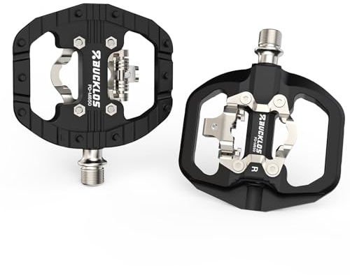 AEYINO Dual Sided Clipless & Flat Bike Pedals - Compatible MTB & Road | Dual sided combo design for sneakers or cleats, sealed bearings, ideal for indoor cycling & urban commuting