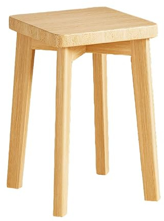 Liten Fyrkantig Pall I Massivt Trä, Matstolar, Stapelbar Köksstol, Multifunktionell Klädd Stol(Primary 1,Set of 2)