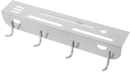 OFFSCH Portacoltelli da Parete in Acciaio con 4 Ganci, Organizer da Parete per Coltelli e Utensili da Cucina, Supporto Salvaspazio per Posate e Accessori, Mensola Portaoggetti Funzionale
