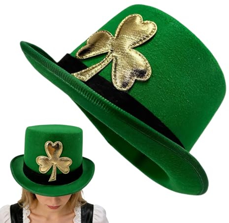 Magician Cylinderhatt - 15 cm Elegant Kostym Huvudbonad Irländsk Huvudbonad | Partytillbehör för Rollspelskonstnärer på St Patricks Day Scen