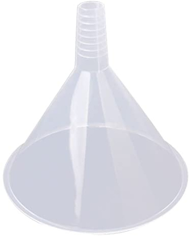 Imbuto trasparente in plastica da 150 mm, filtro triangolare, riutilizzabile per liquidi da cucina/laboratorio/garage/auto, ornamenti da giardino