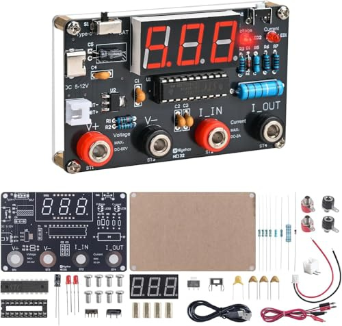 BANRIA DC Voltage & Current Meter Soldering Kit, DIY Voltmeter Ammeter with LED Digital Display, USB-C Power Supply & 2 Test Leads, Electronic STEM Learning Kit for Teenagers & Adults