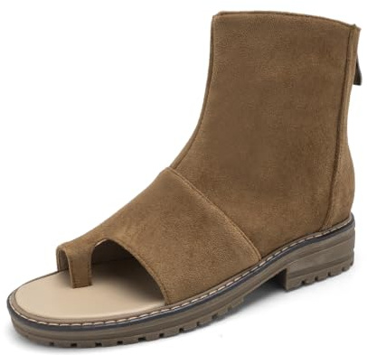 TNMIUH Botines Peep Toe Mujer 3.5cm Tacón Bloque Sandalias con Cremallera