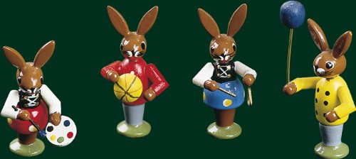 Hasenkinder spielend, Osterhase Holz, Erzgebirge Richard Glässer Seiffen, 13070