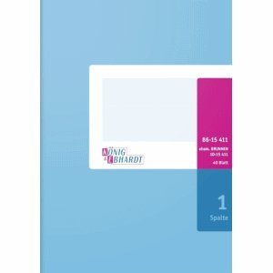 K+E Spaltenbuch mit Kopfleiste A5 1 Spalte 40 Blatt Karton hellblau