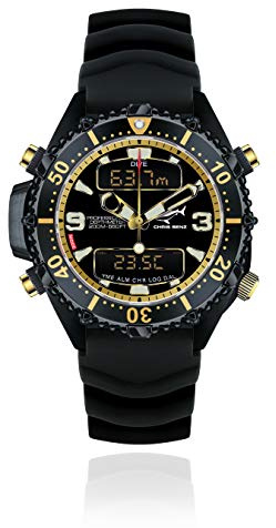 Chris Benz Depthmeter Digital 200M Gold Edition Uhr PVD Gold, Tintenfischschwarz