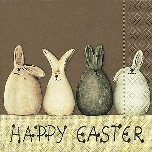 20 Servietten Happy Easter Bunnies - Happy Easter Hasen/Ostern/Frühling 33x33cm