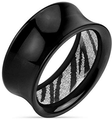 Tapsi´s Coolbodyart® Flesh Tunnel Ohr Kunststoff Acryl Glitter Zebra Schwarz 8mm