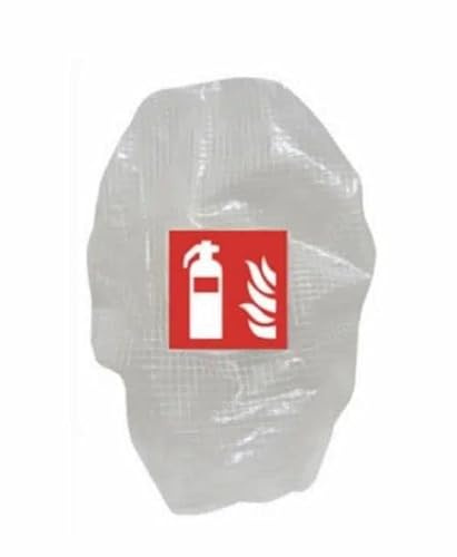 ANDRIS Gitternetzschutzhaube Abdeckung für 6kg Feuerlöscher mit aufgenähtem ISO Symbol, Grau, Kunststoff, Wasserfest, Feuerlöscherabdeckung