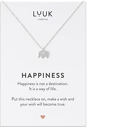 LUUK LIFESTYLE Collar Acero Inoxidable, Colgante Elefante, Plateado, 50cm